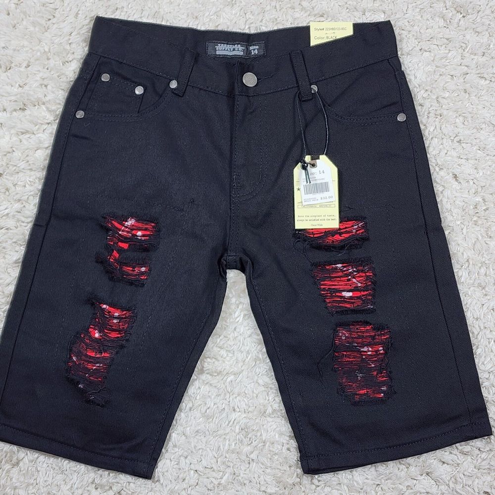 Distressed Jean Shorts Trestles Supply Kids 14 Black 5 Pocket Denim Pants Cotton